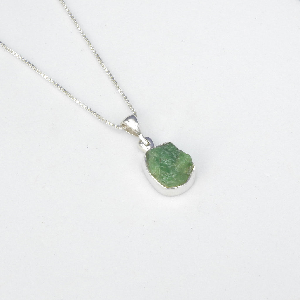 Sterling Silver Rough Emerald Pendant