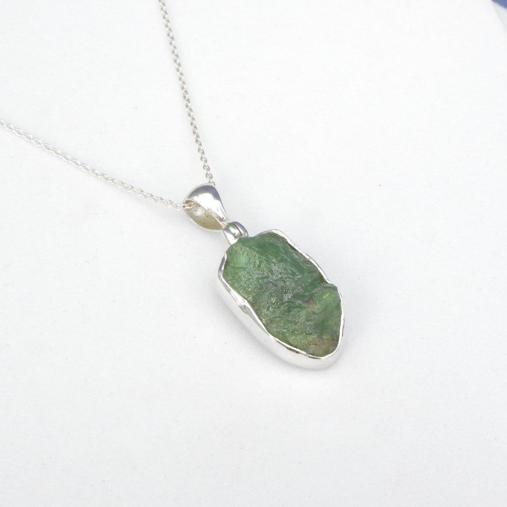 Sterling Silver Rough Emerald Pendant