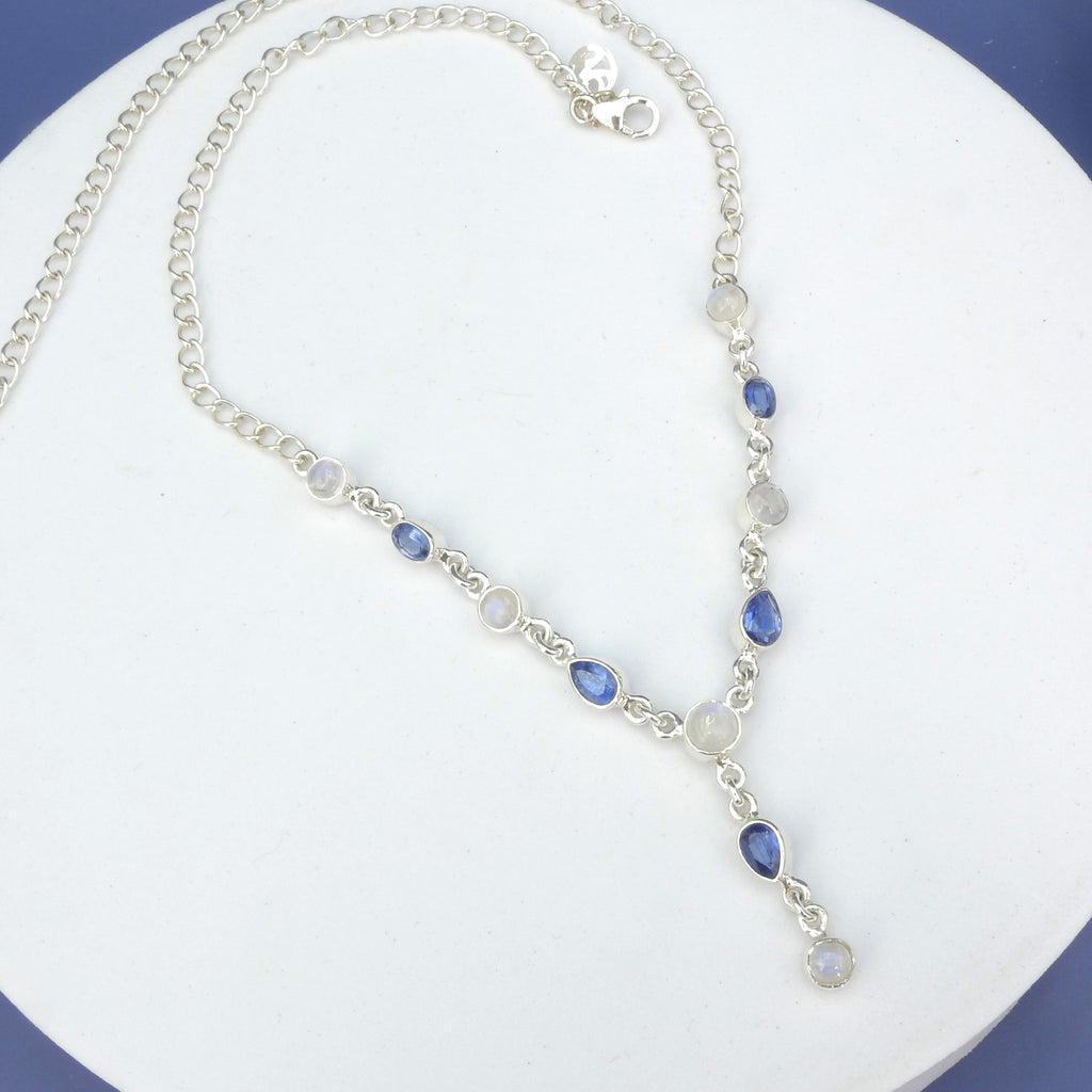 Sterling Silver Moonstone & Kyanite Necklace