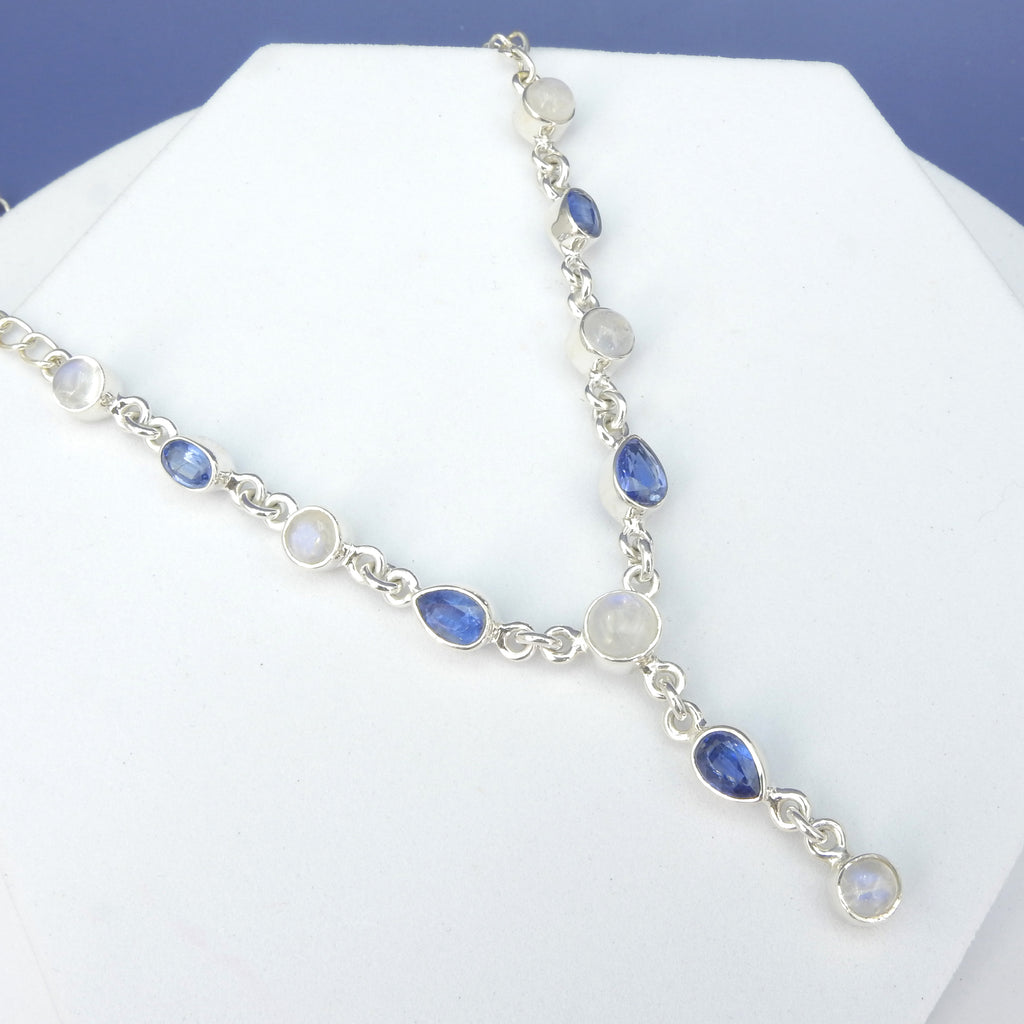 Sterling Silver Moonstone & Kyanite Necklace