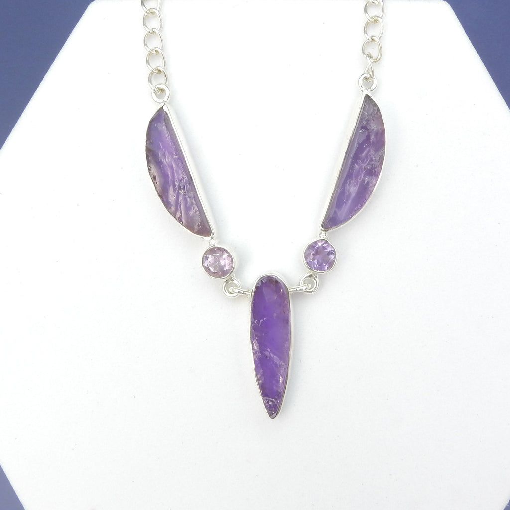 Sterling Silver Rough & Faceted Amethyst Necklace