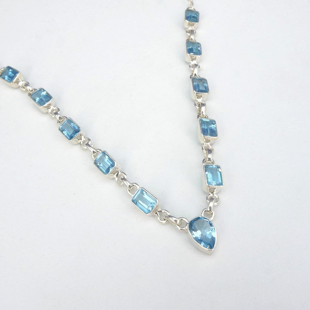 Sterling Silver Blue Topaz Statement Necklace