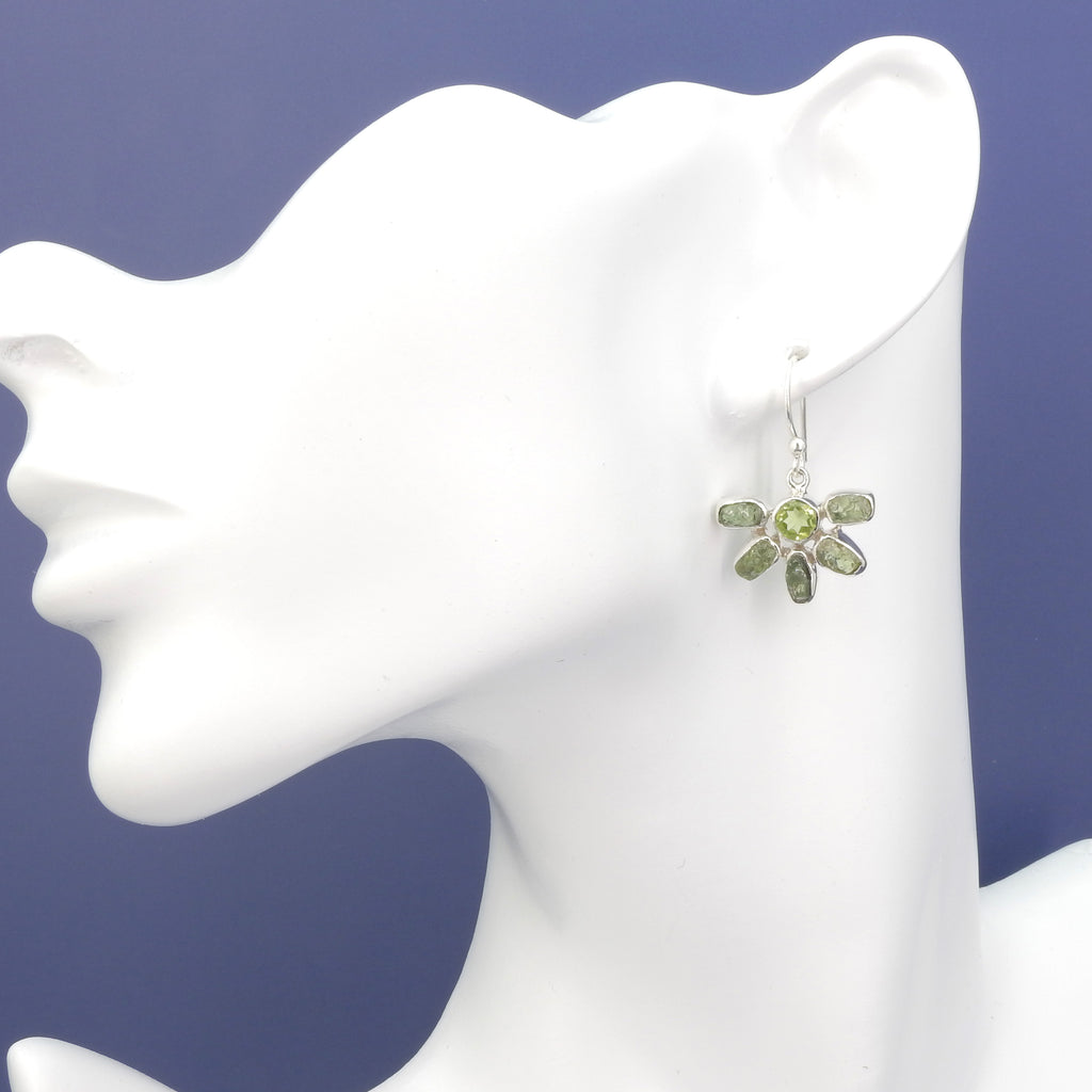 Sterling Silver Peridot & Apatite Half Sun Earrings