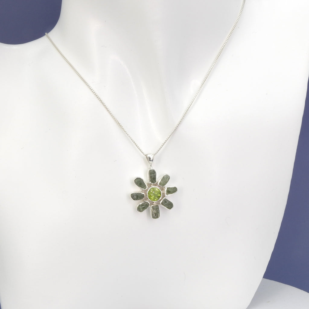 Sterling Silver Peridot & Apatite Sun Pendant