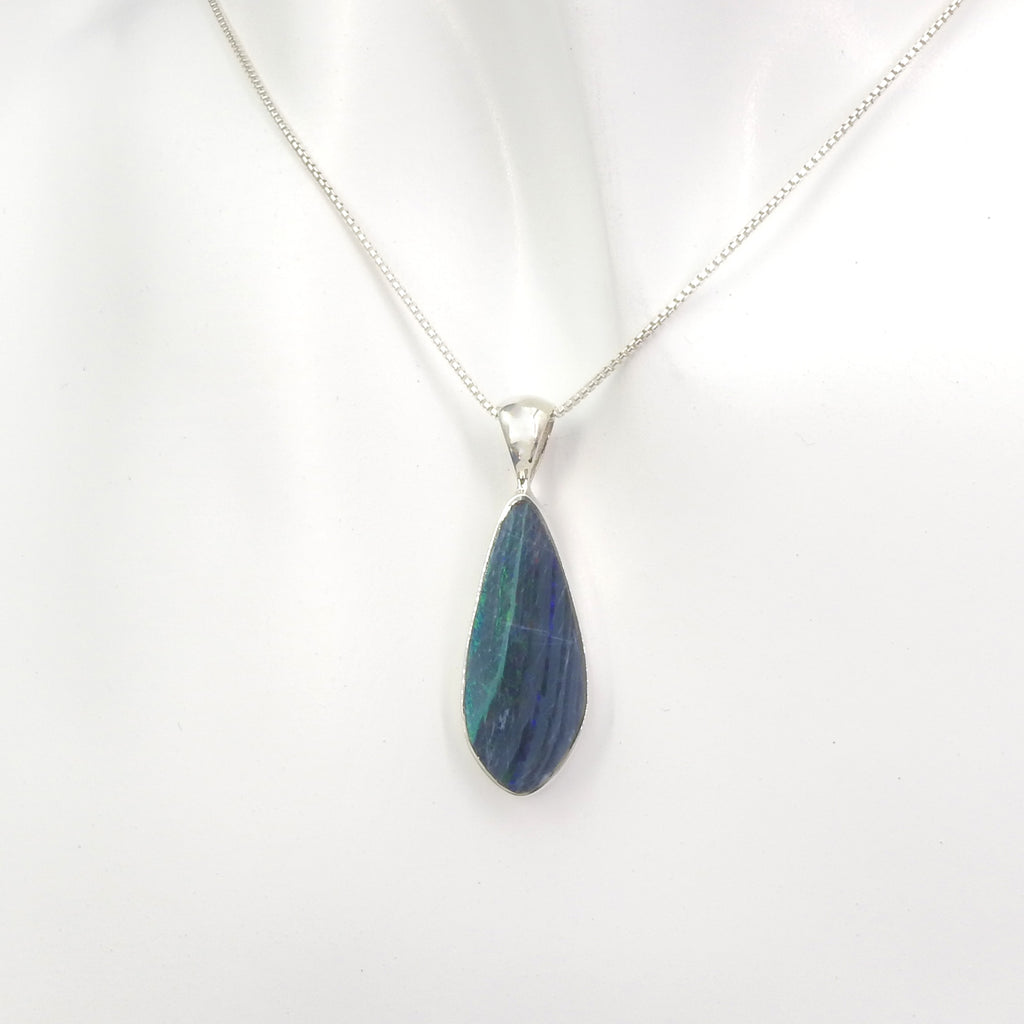 Sterling Silver Australian Opal Long Pendant