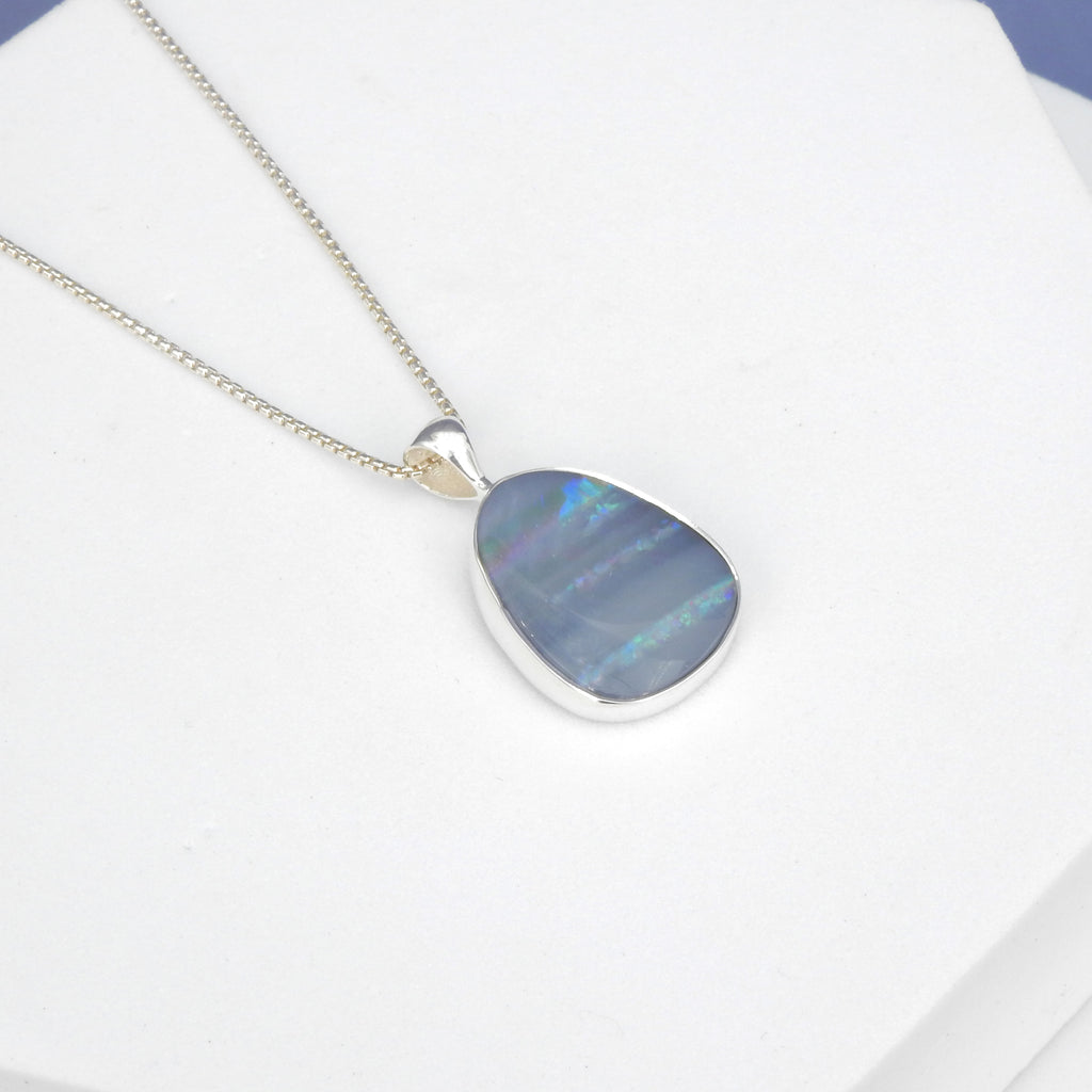 Sterling Silver Oval Opal Pendant