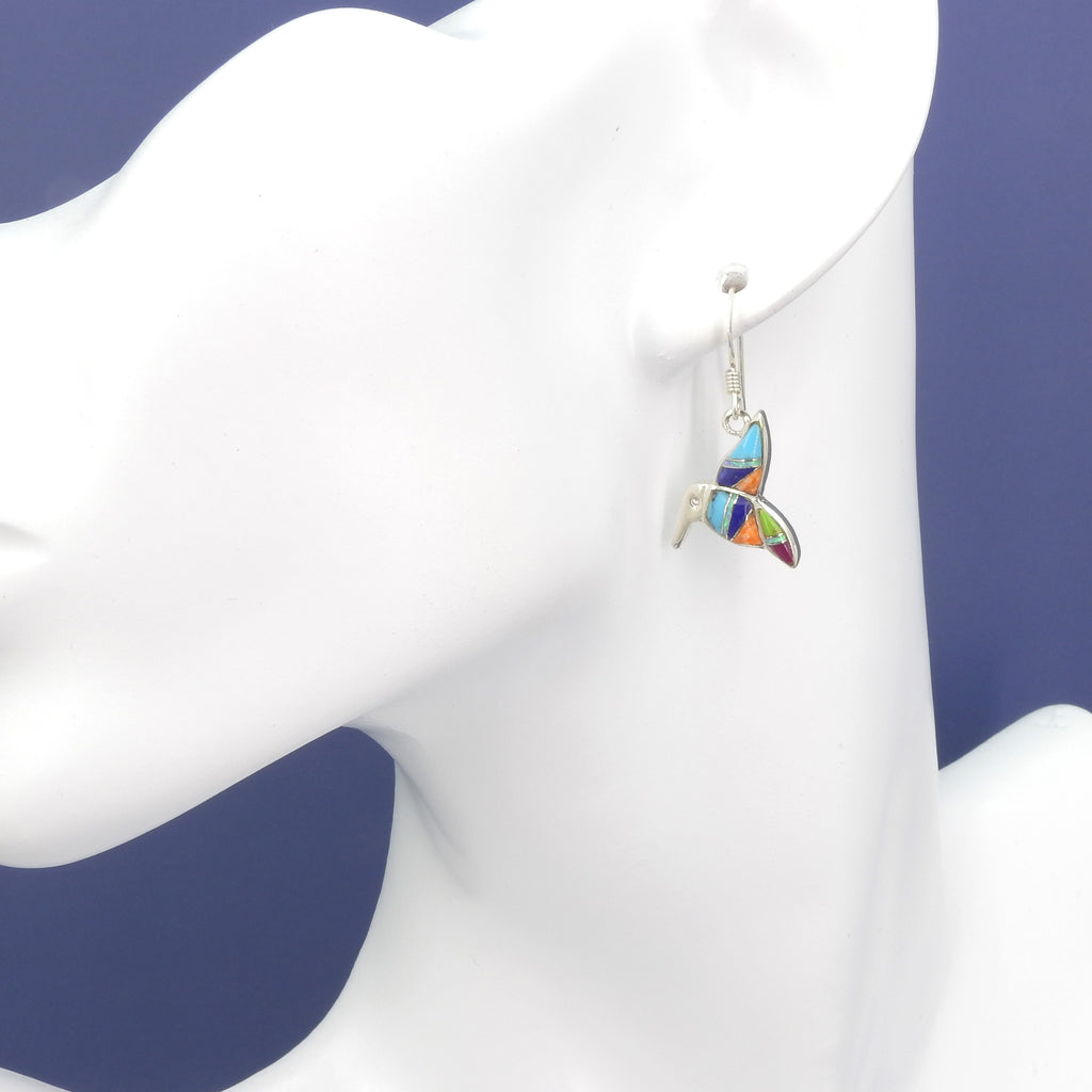 Sterling Silver Hummingbird Inlay Earrings