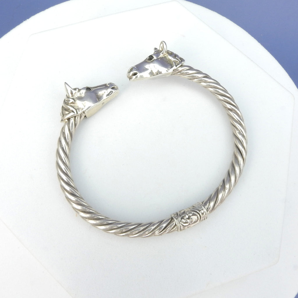 Sterling Silver Double Horse Cuff Bracelet