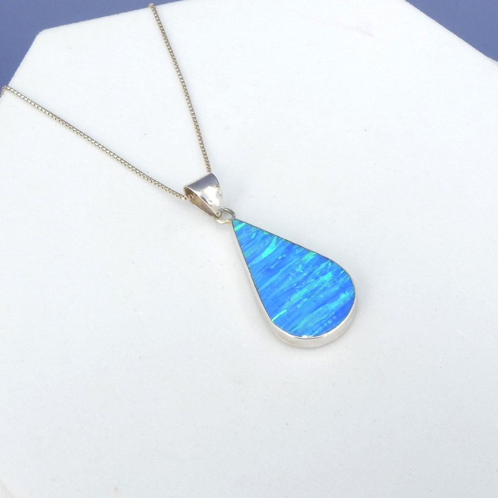 Sterling Silver Created Opal Pendant