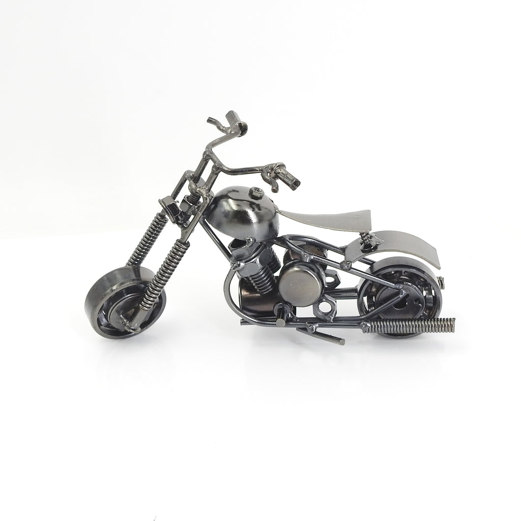 Gunmetal Color Steel Small Motorcycle Sculpture