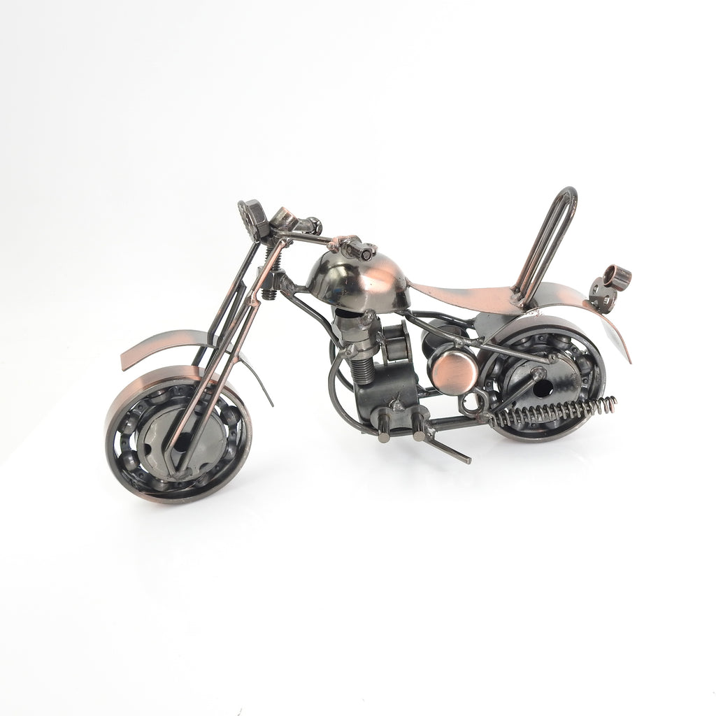 Bronze Color Metal Medium Motorcycle Sculpture