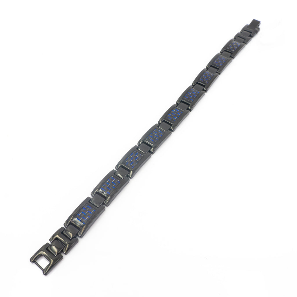 Stainless Steel Blue Link Mens Bracelet