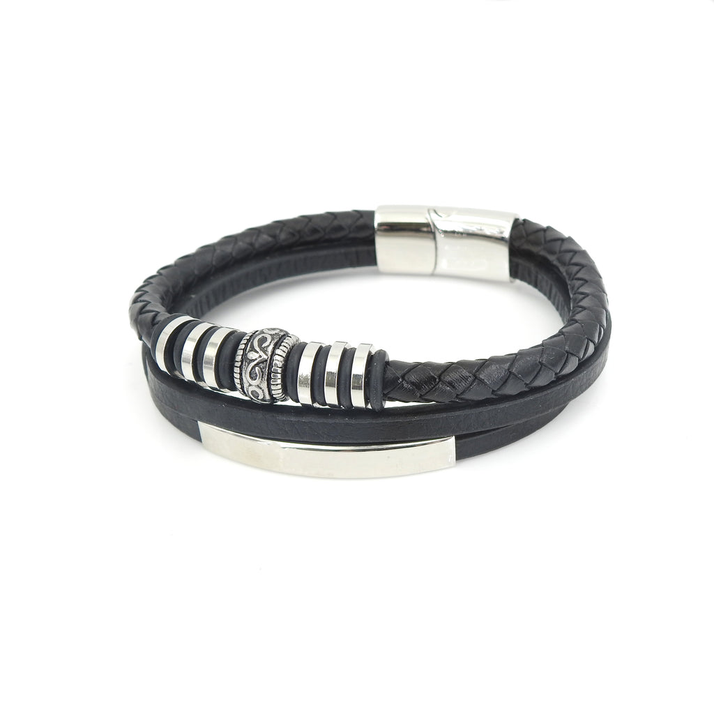 Stainless Steel & Leather Bracelet