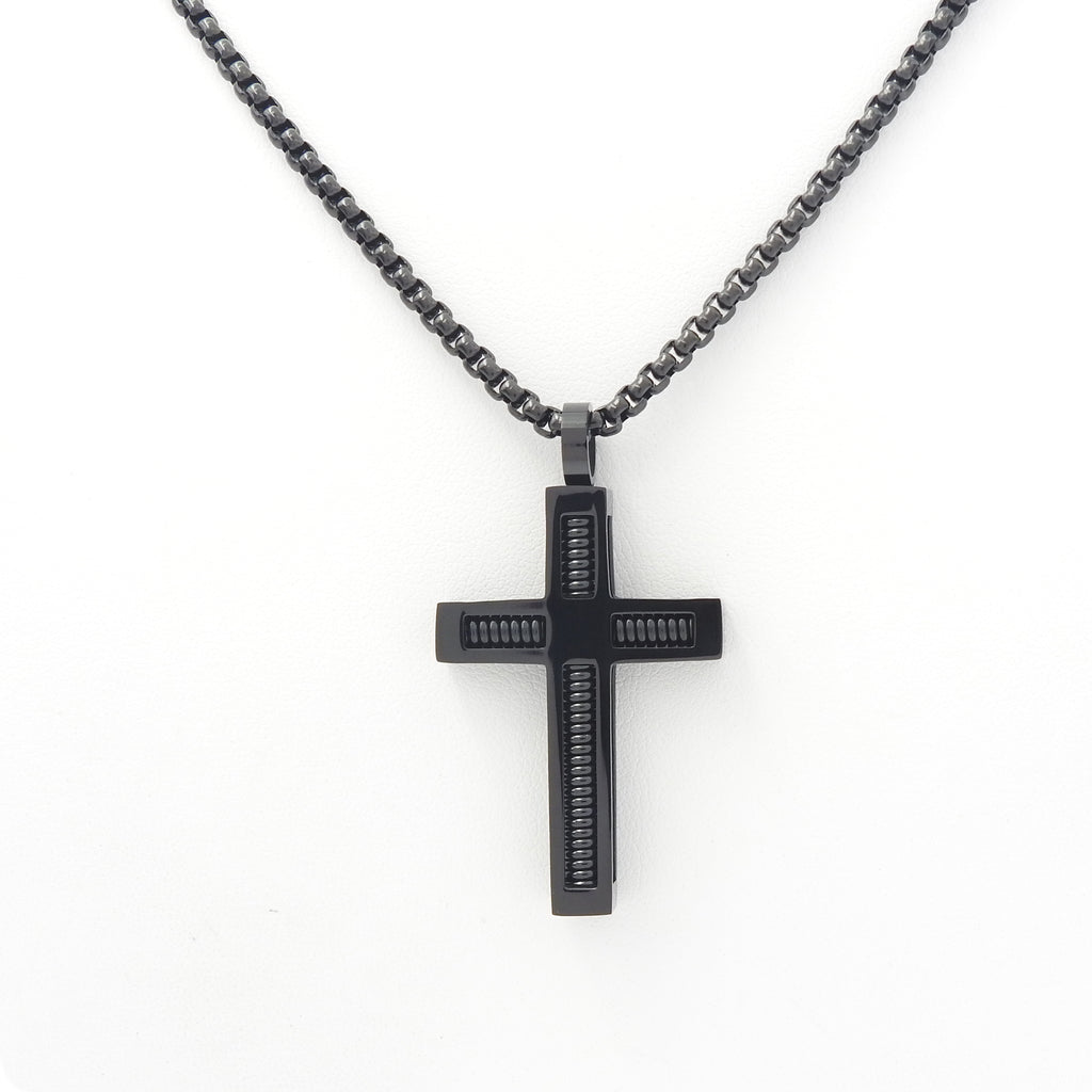Black Stainless Steel Cross Necklace