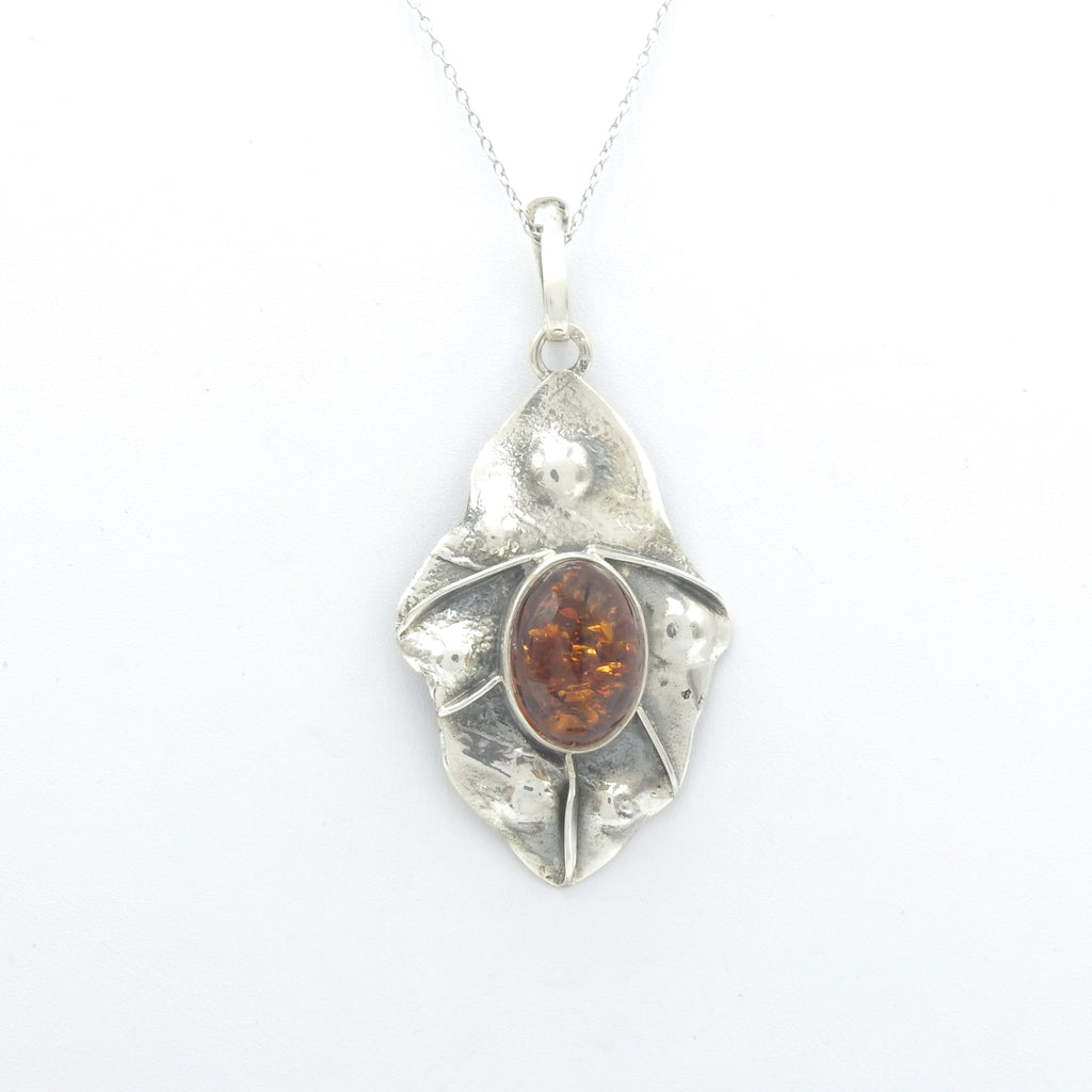 Sterling Silver Abstract Amber Pendant