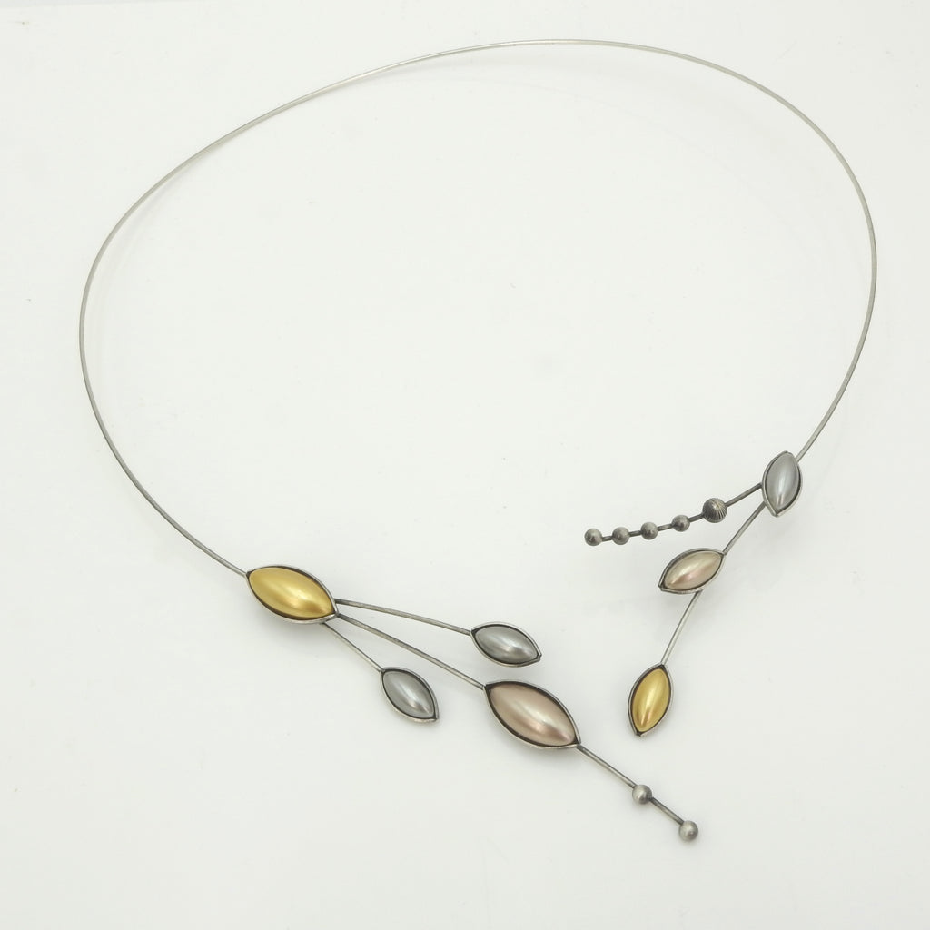 Matte Silver & Gold Memory Wire Necklace