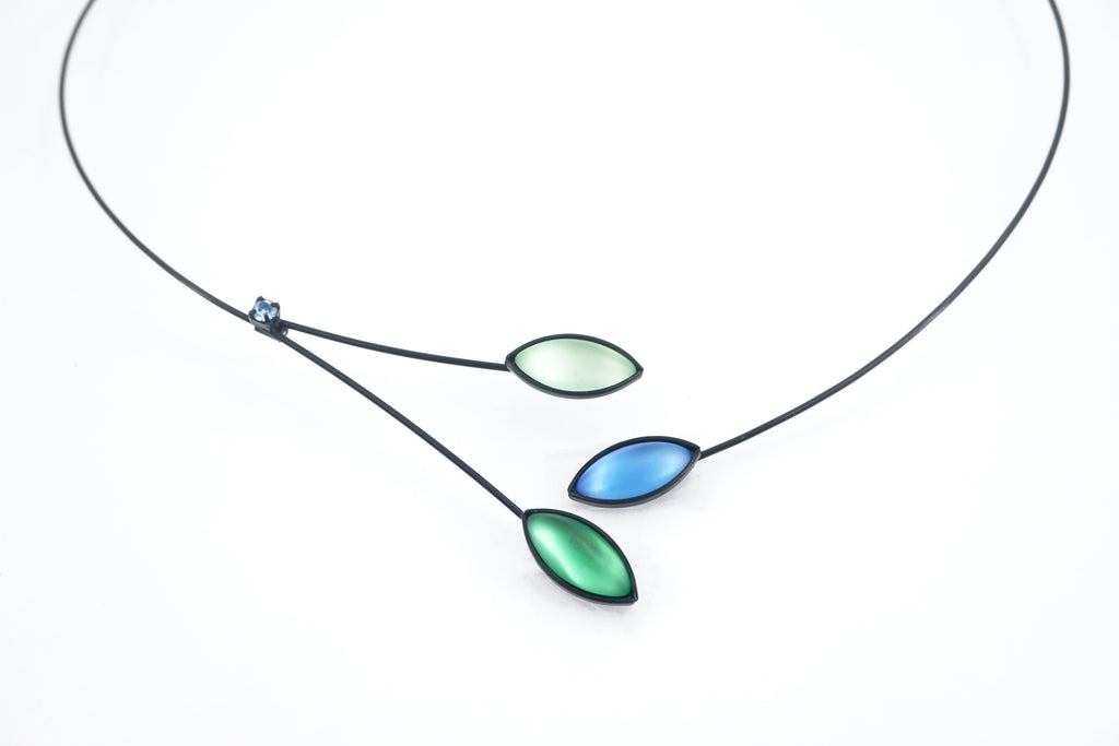 Leaves & Branches Choker, Blue/Green