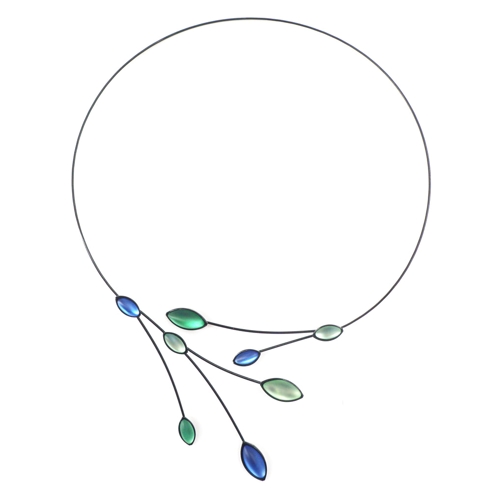 Leaves & Branches Choker, Blue/Green