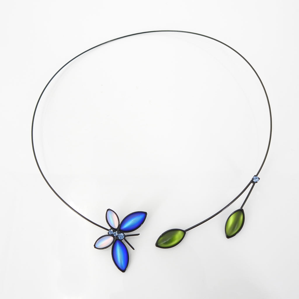 Butterfly & Leaves Memory Wire Necklace