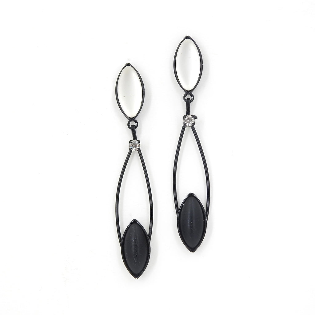 Black & White Two Leaves Earrings