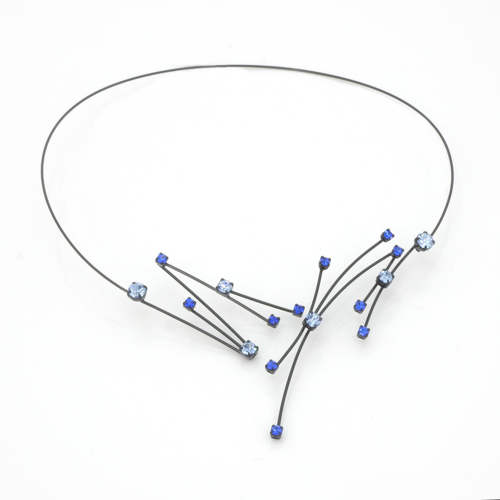 Crystal Black Memory Wire Constellation Necklace