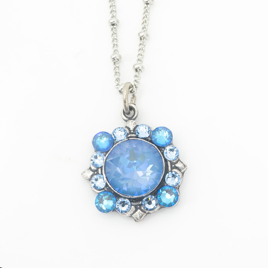 Blue Flower Crystal Necklace