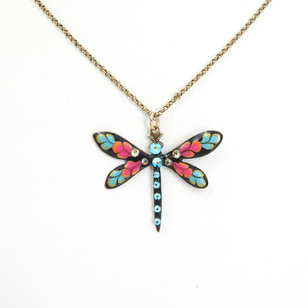 Enamel & Crystal Dragonfly Necklace