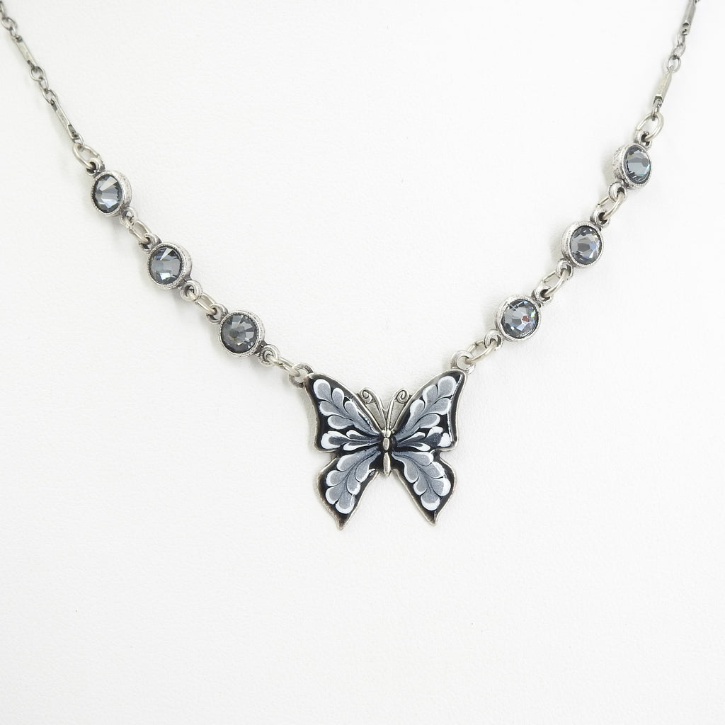 Enamel & Crystal Butterfly Necklace