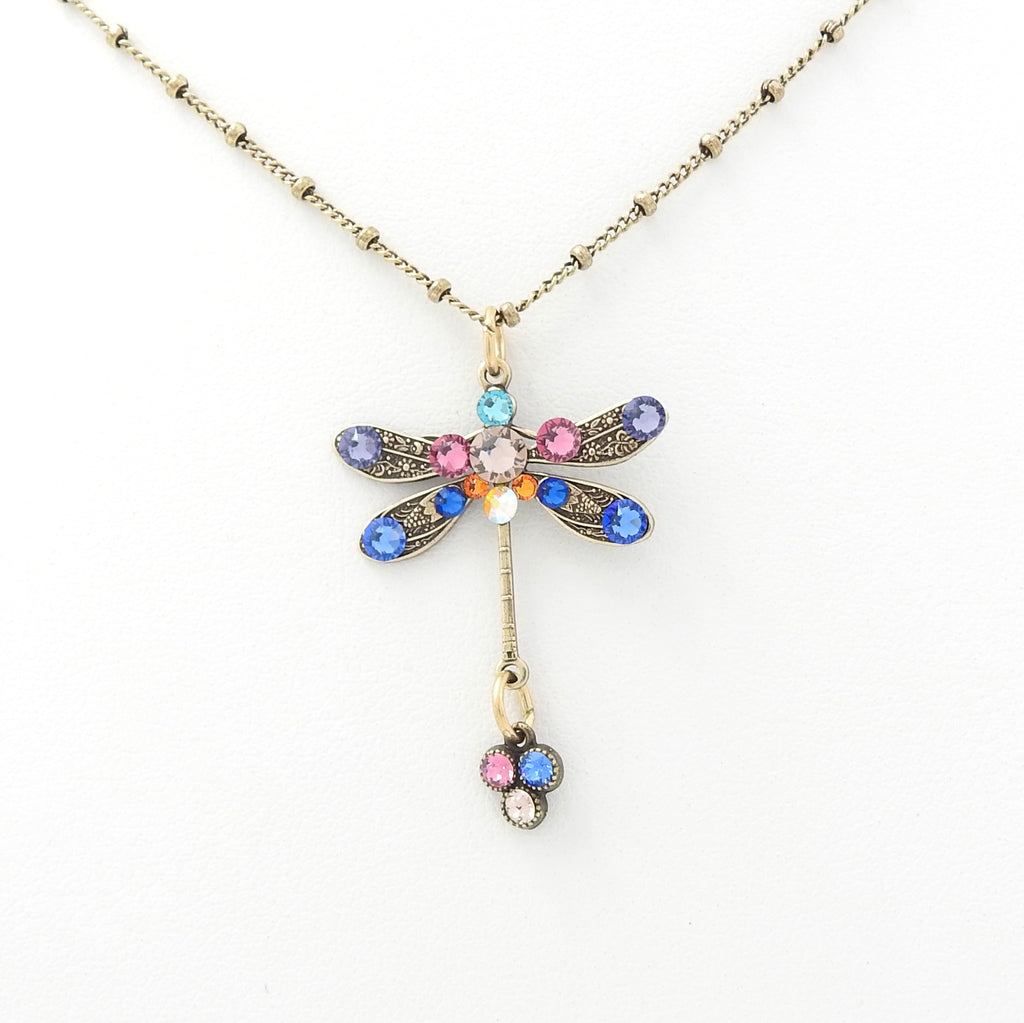 Vintage Inspired Dragonfly & Crystal Necklace