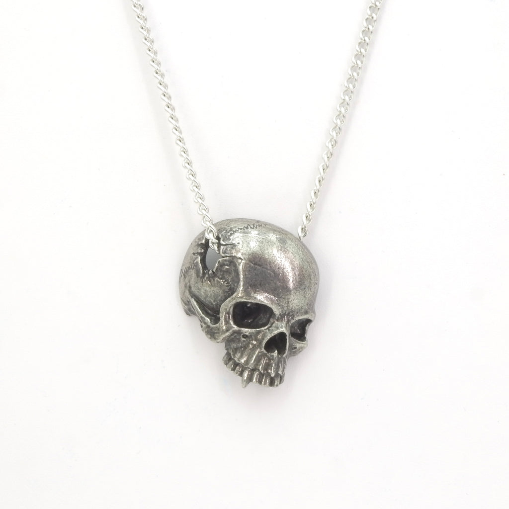 English Pewter Large Skull Necklace