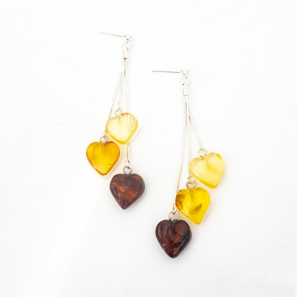 S/S Amber Heart Earrings