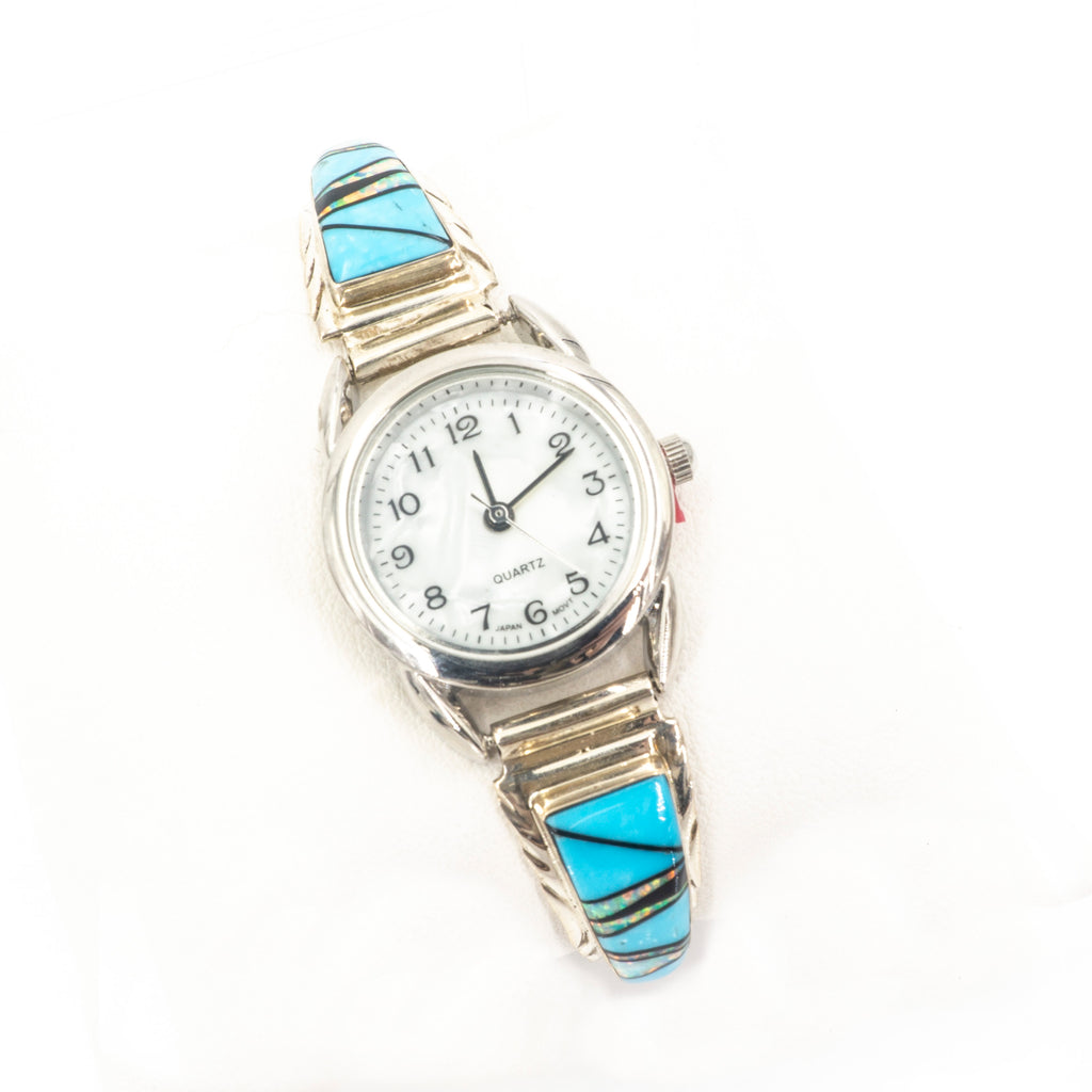 S/S Watch W Turquoise Opal Inlay