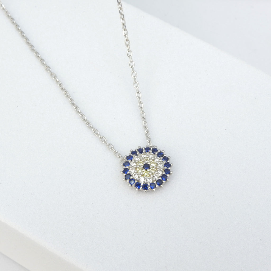 Sterling Silver CZ & Created Sapphire Necklace