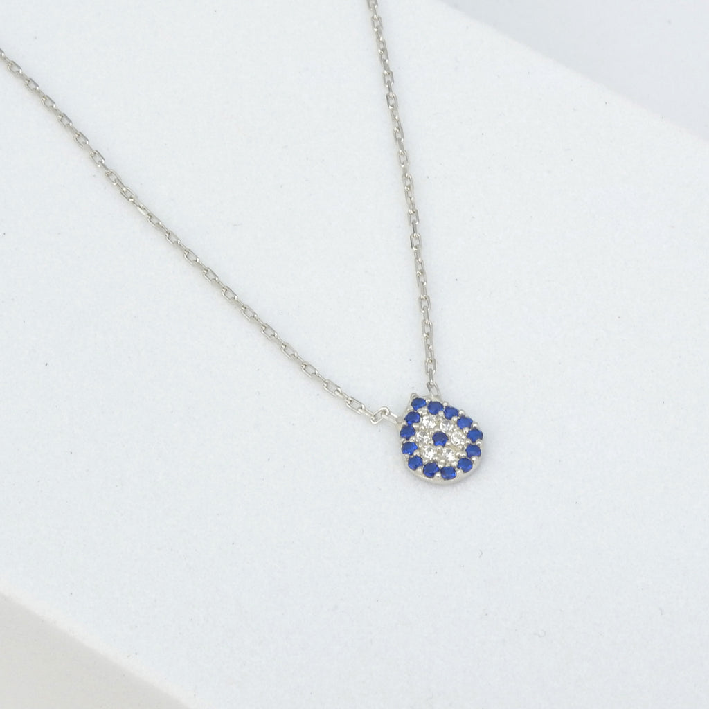 Sterling Silver CZ & Created Sapphire Necklace