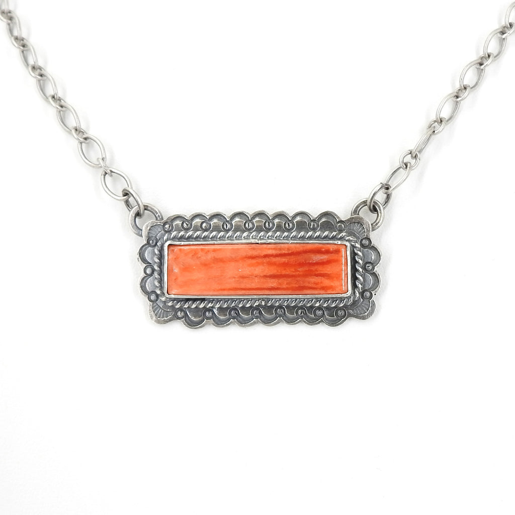Sterling Silver Navajo Spiny Oyster Coral Necklace