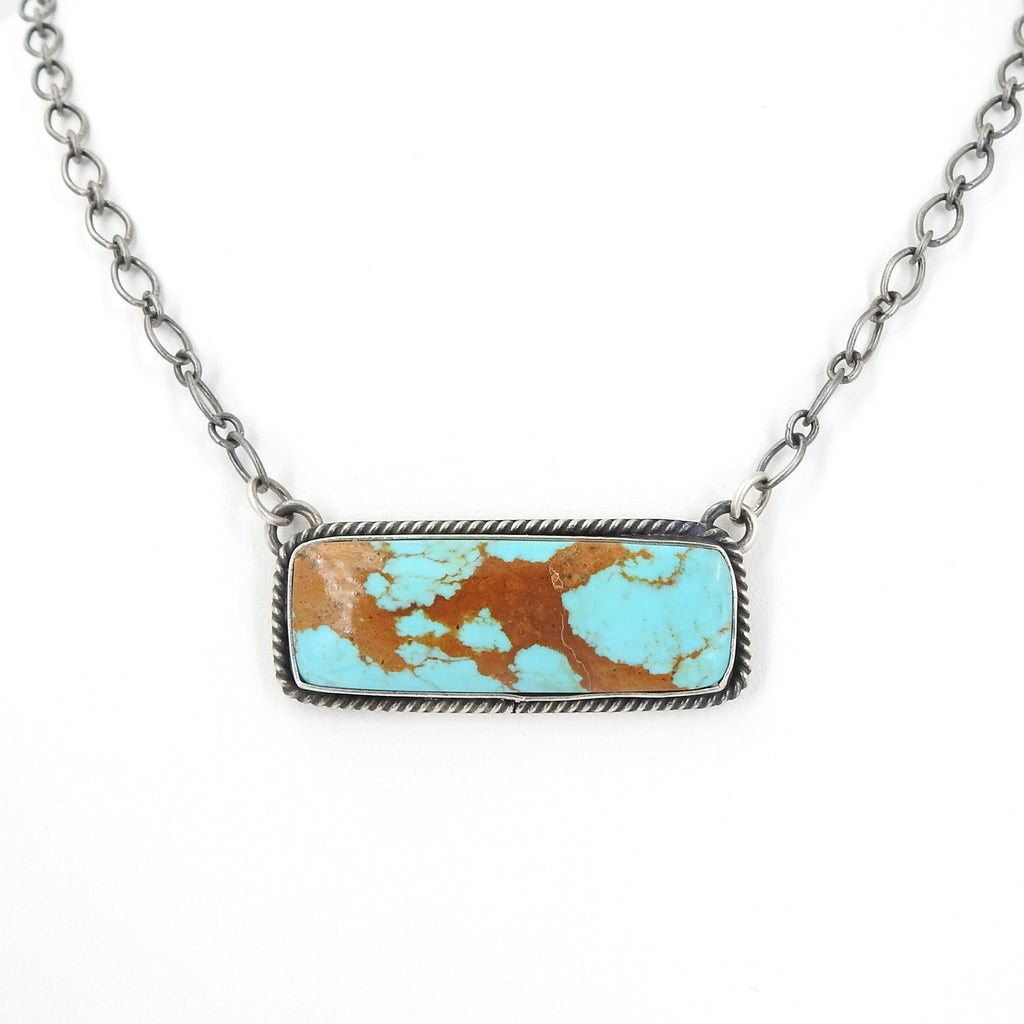 Sterling Silver Native American Turquoise Bar Necklace