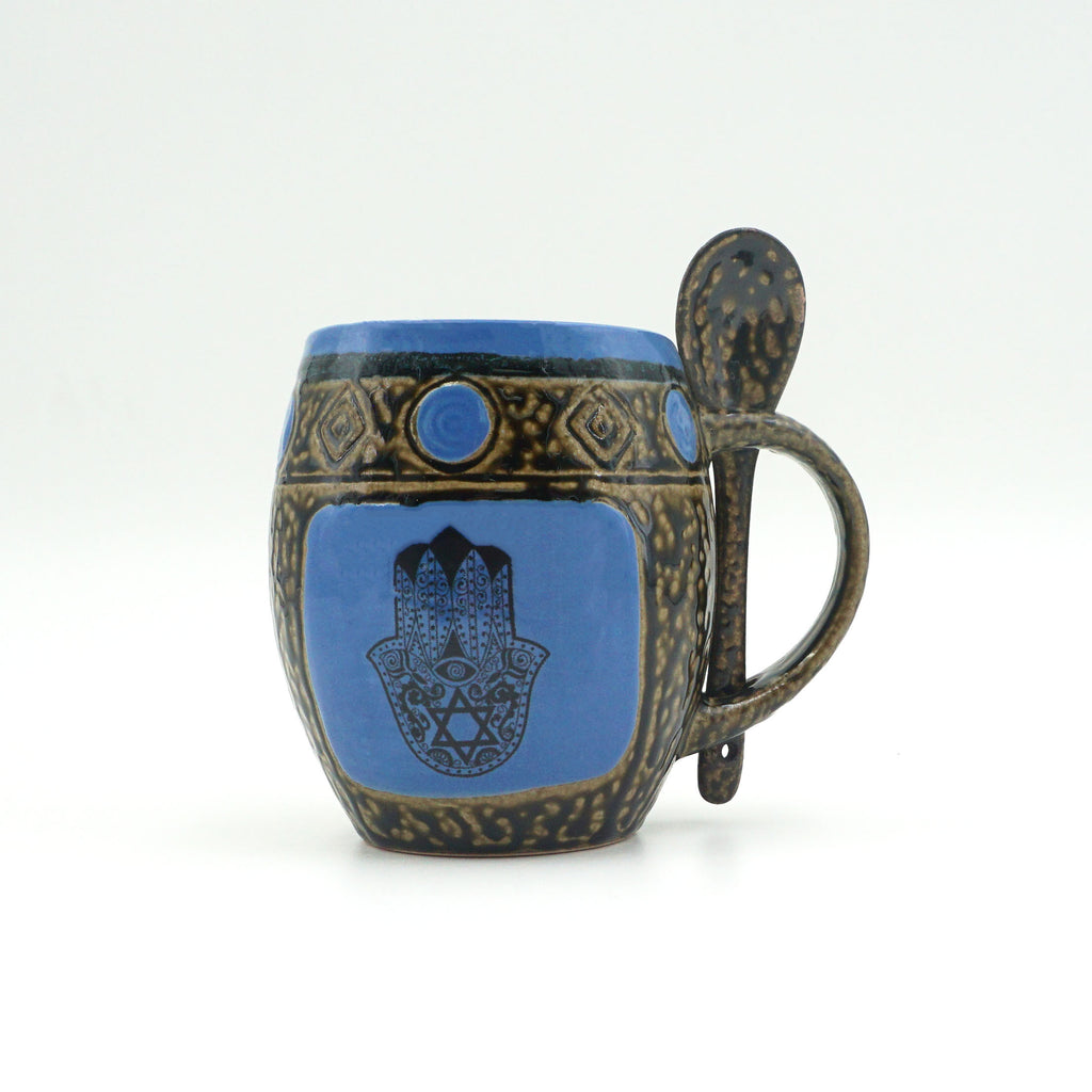 Blue Hamsa Mug With Spoon