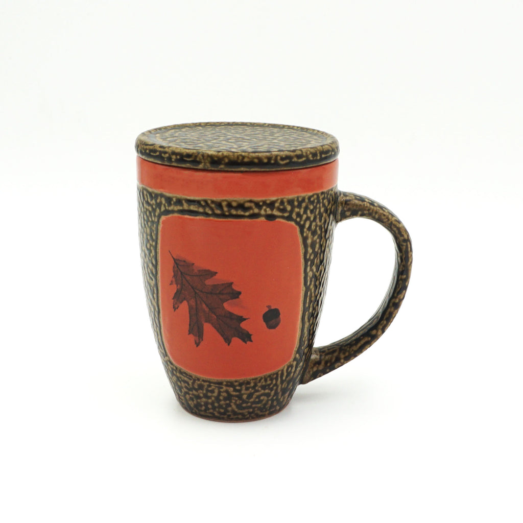 Red Oak Leaf Mug With Lid