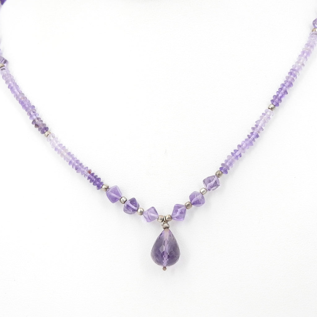 Sterling Silver Amethyst Beaded Necklace