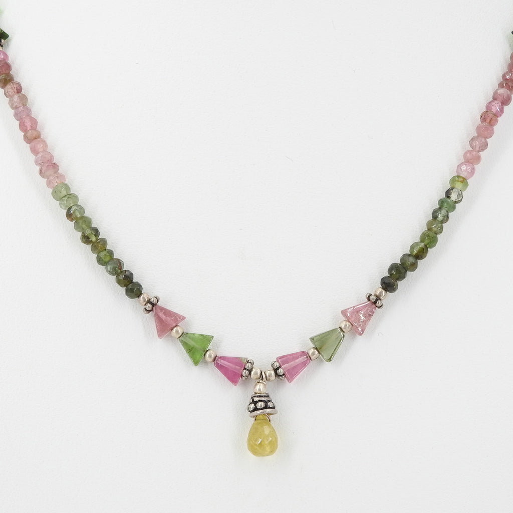Sterling Silver Mixed Tourmaline Beaded Necklace
