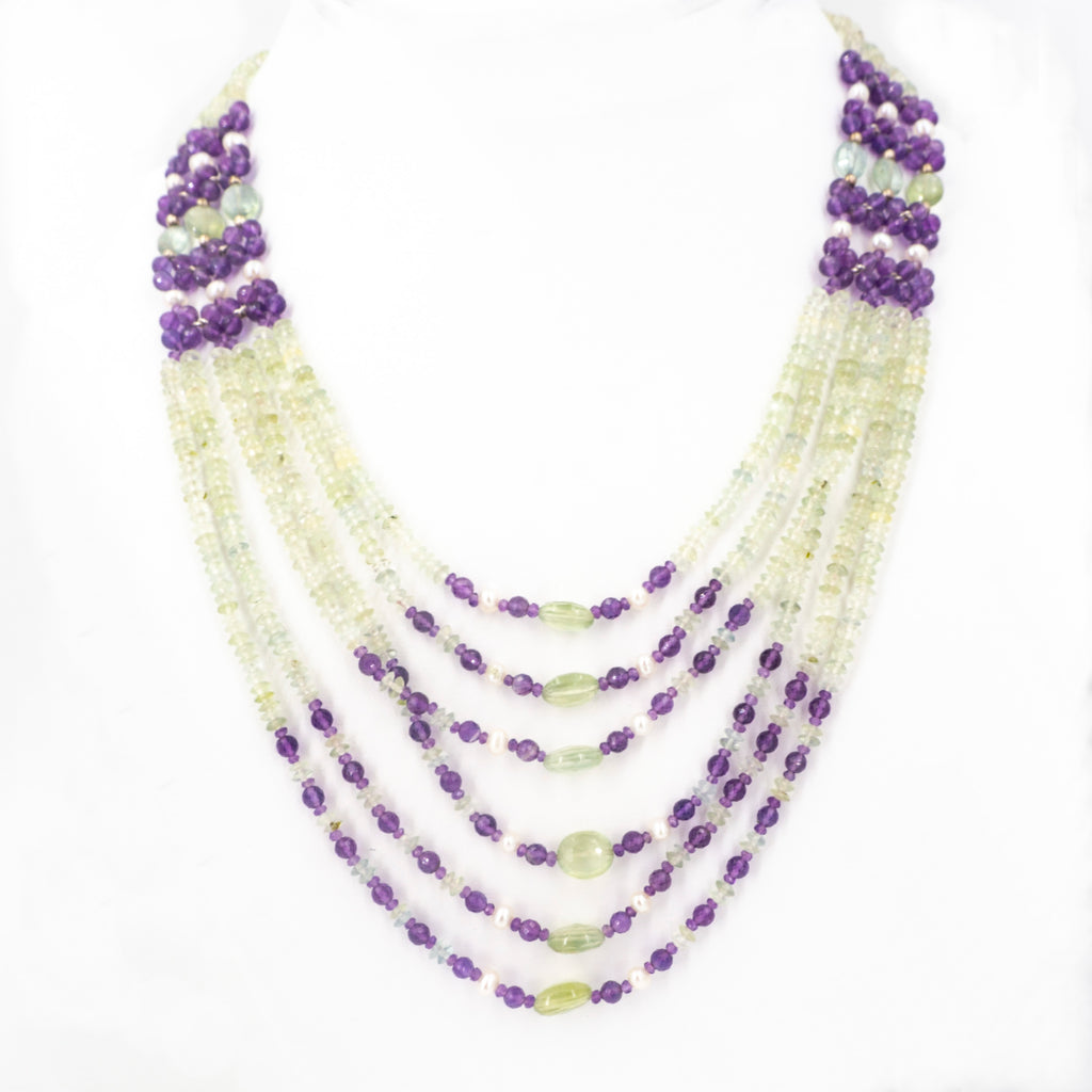 S/S Amethyst Pearl Peridot Necklace