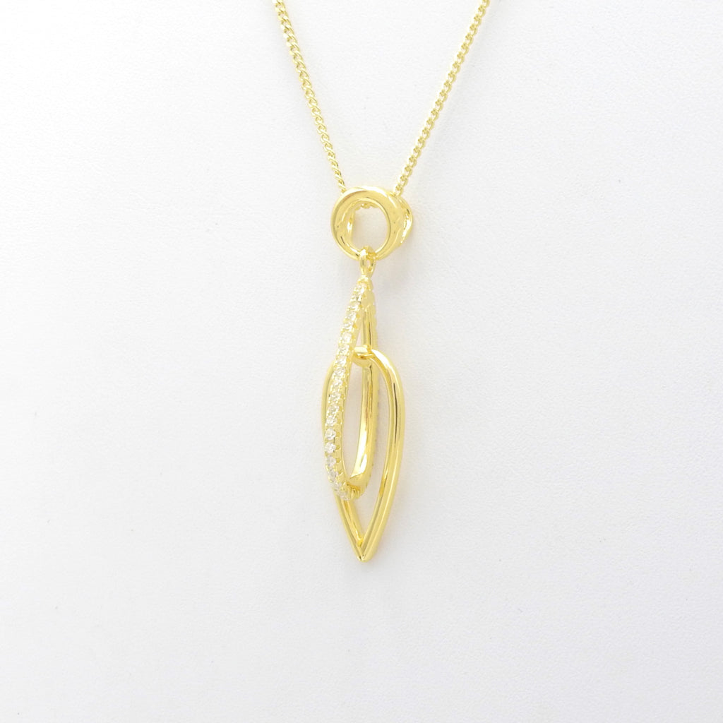 Sterling Silver Gold Vermeil CZ Dangle Necklace