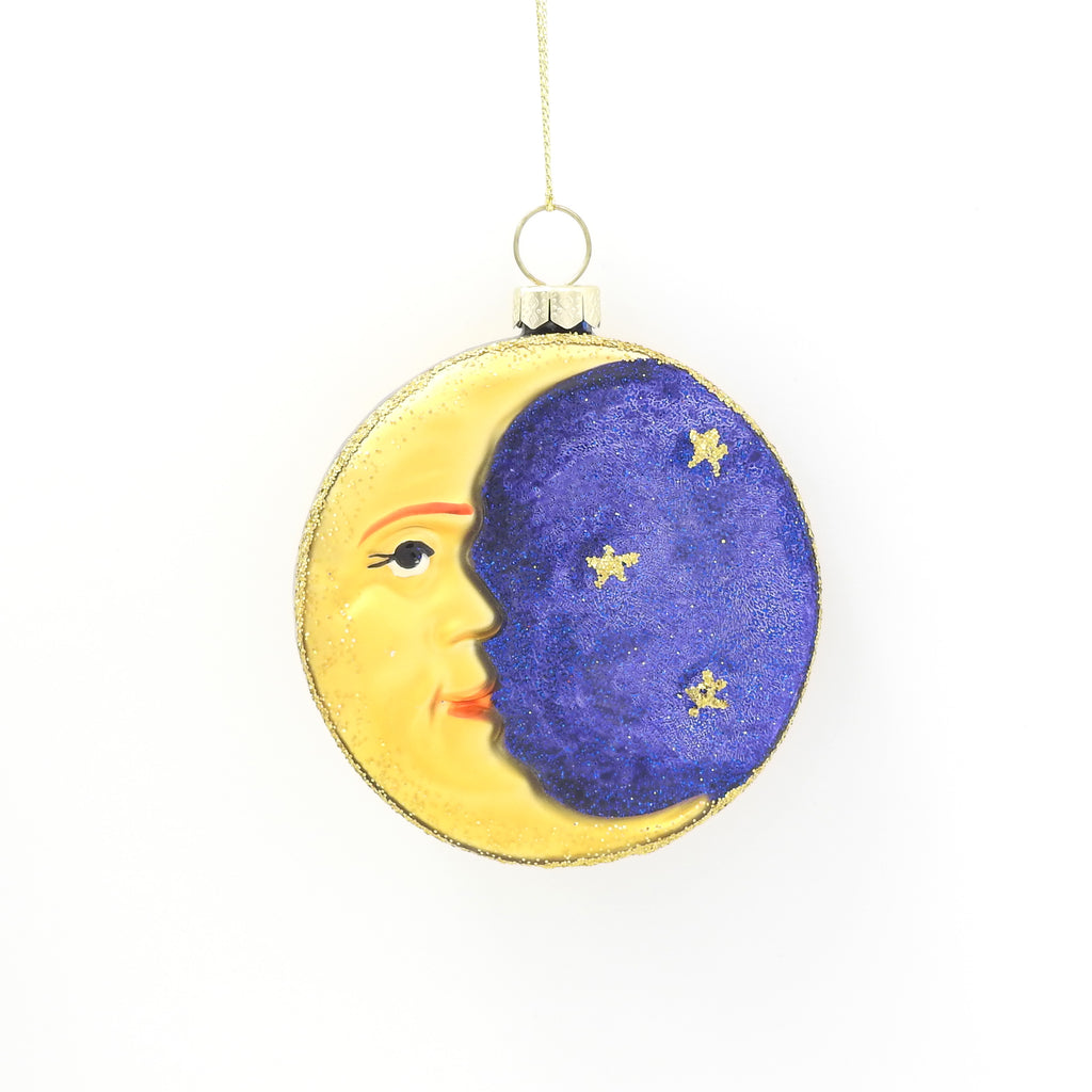 Celestial Moon Double Sided Glass Ornament