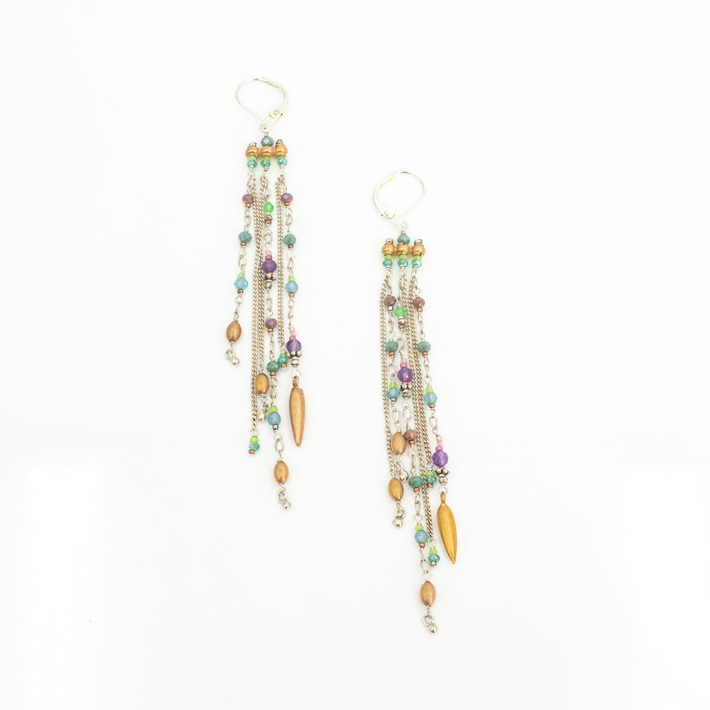 S/S Rose Gold Amethyst Apatite Earring
