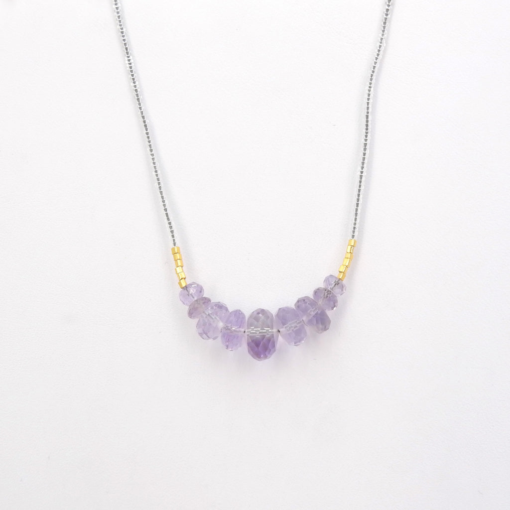 Sterling Silver Faceted Amethyst & Bead Necklace
