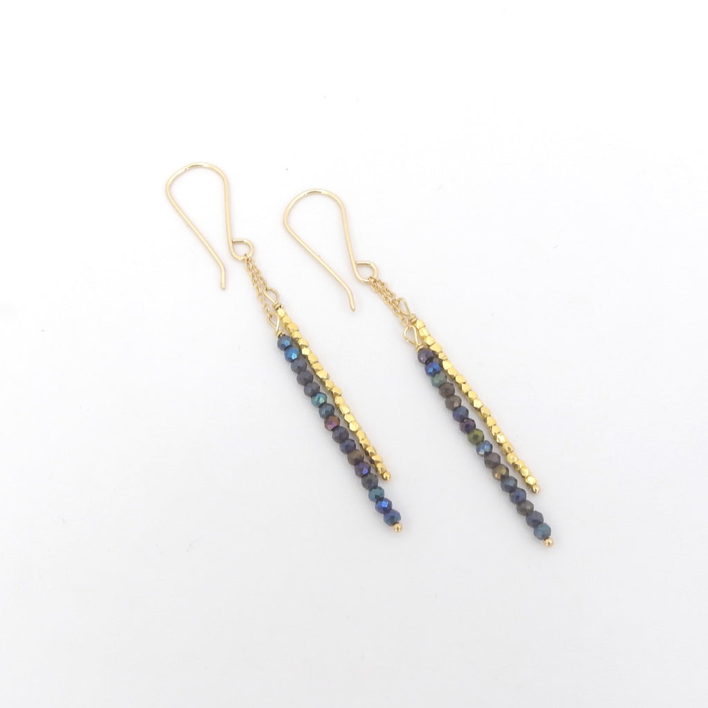Sterling Silver Black Spinel & Gold Vermeil Earrings
