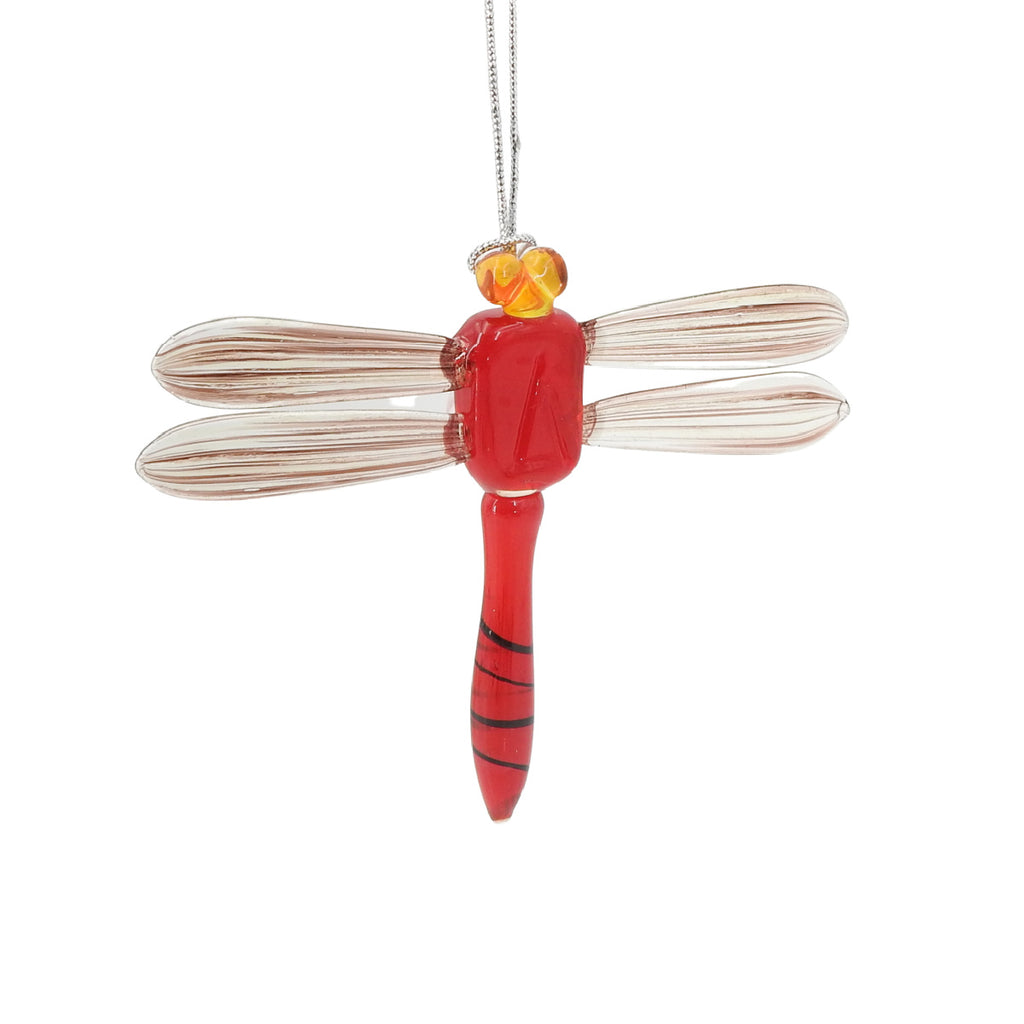 Red Glass Dragonfly Ornament