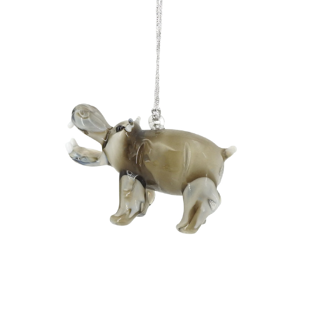 Hippo Glass Ornament