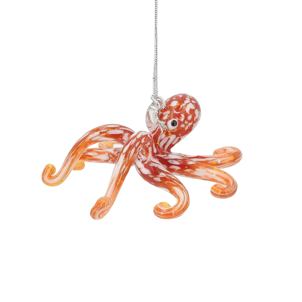 Red Octopus Glass Ornament