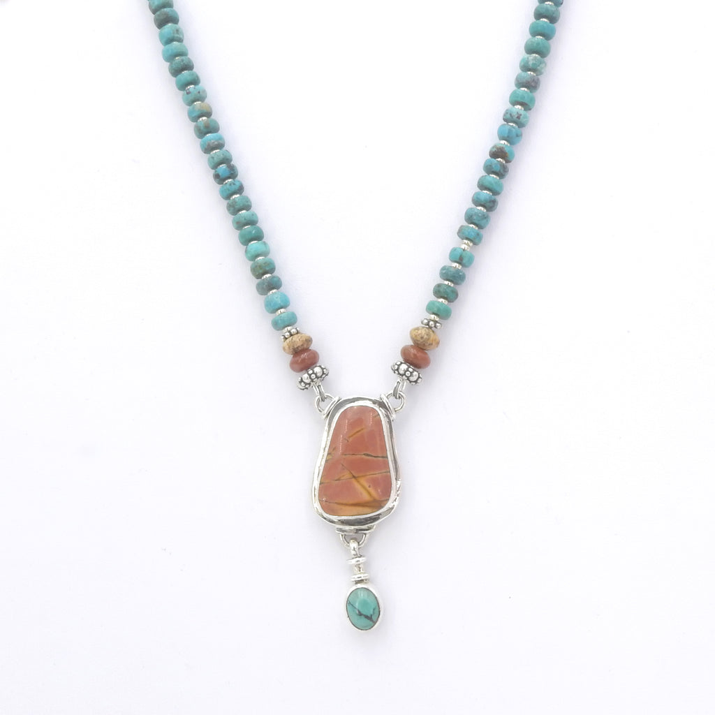 Sterling Silver Jasper & Turquoise Necklace